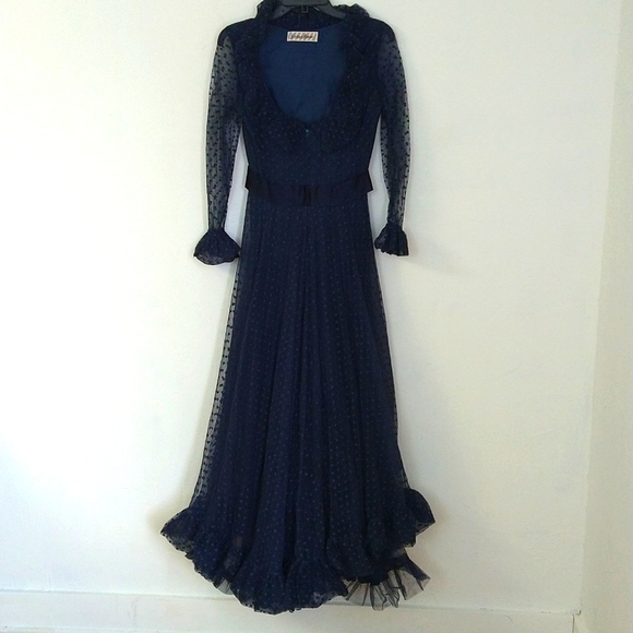 Vintage Neiman Marcus For Richilene Polka Dotted Maxi Dress - Picture 2 of 12